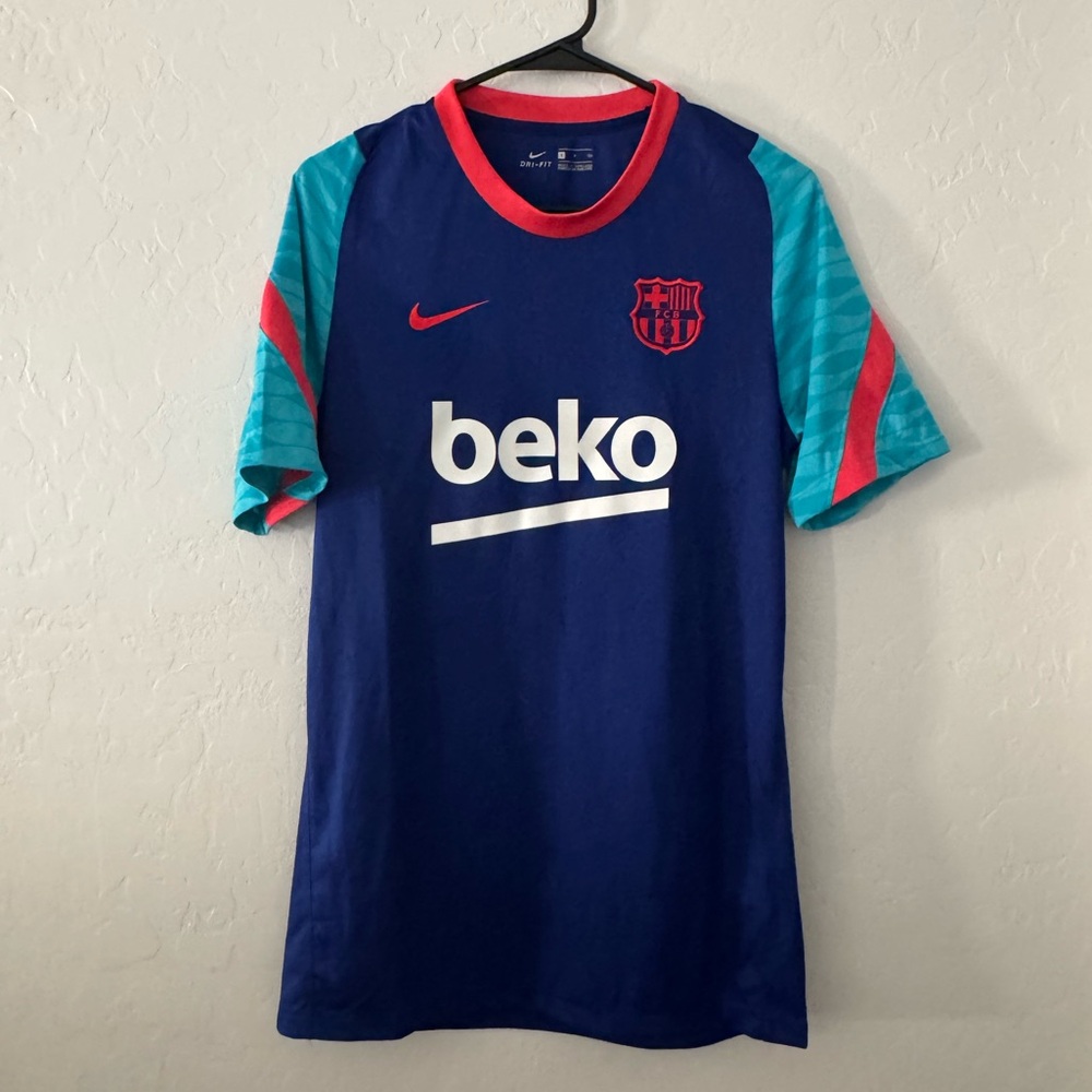 Nike FC Barcelona Dri-FIT Soccer Jersey‎ Beko Sponsor Blue Teal Red Men’s Small